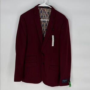 Paisley & Gray Deep Red Blazer with Patterned Lining